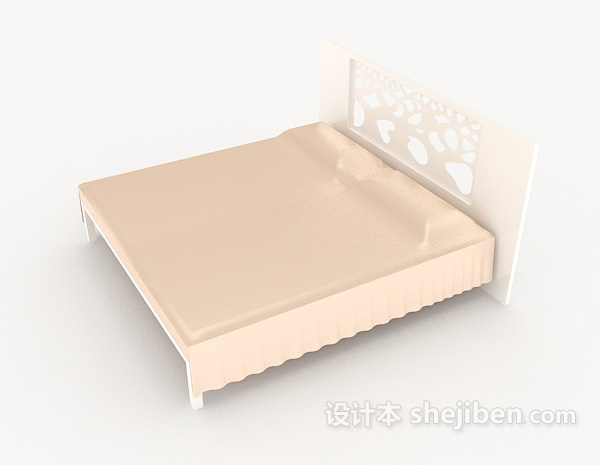 设计本简单清新双人床3d模型下载