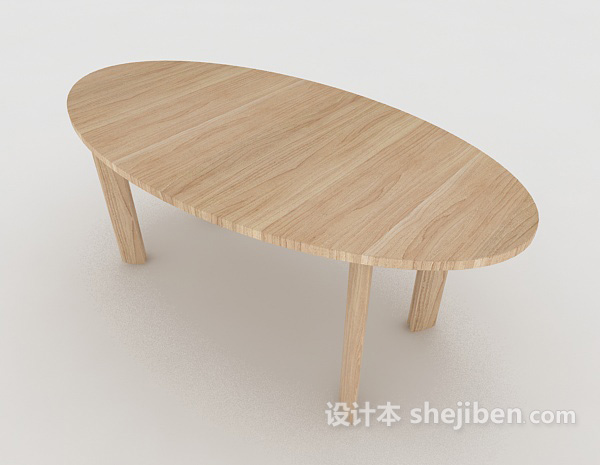 简约椭圆形木桌3d模型下载