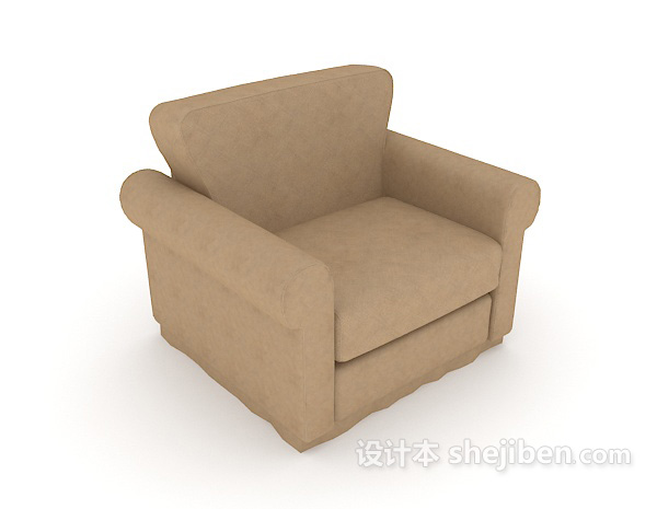 简单家居棕色单人沙发3d模型下载