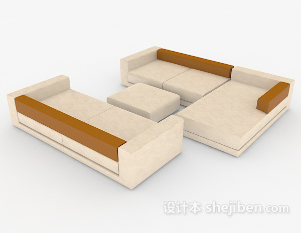免费现代简约风格浅色组合沙发3d模型下载