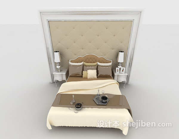 欧式风格欧式风格简约家居双人床3d模型下载