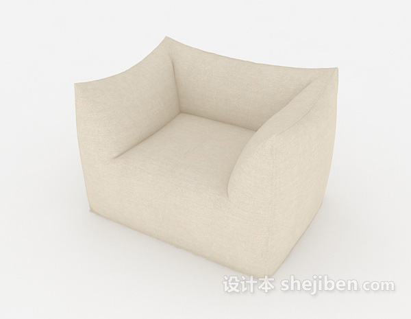 免费米白色简约单人沙发3d模型下载
