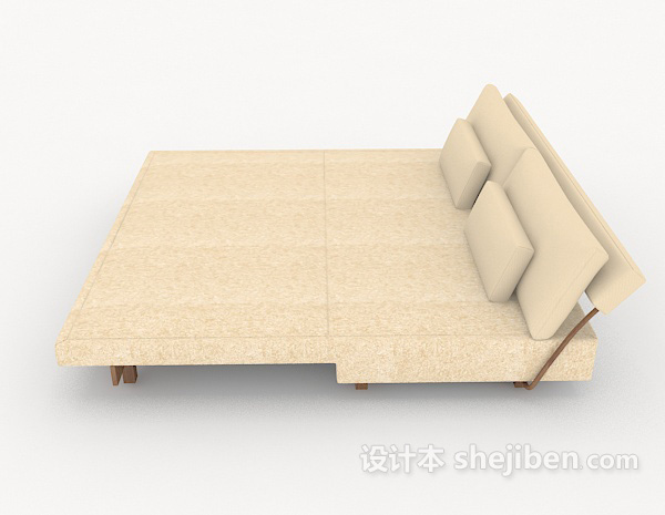 设计本浅色简单双人床3d模型下载