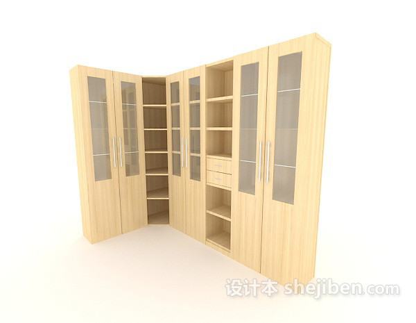 现代风格米黄色书柜3d模型下载