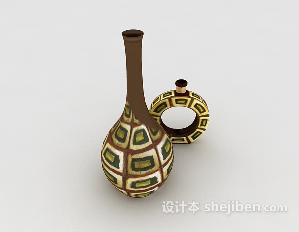 东南亚风格棕色陶瓷工艺品3d模型下载