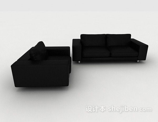 现代风格黑色简约组合沙发3d模型下载