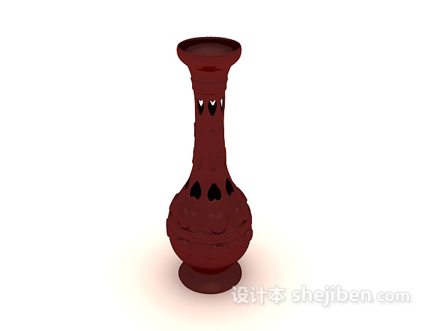 免费红色装饰瓶子3d模型下载
