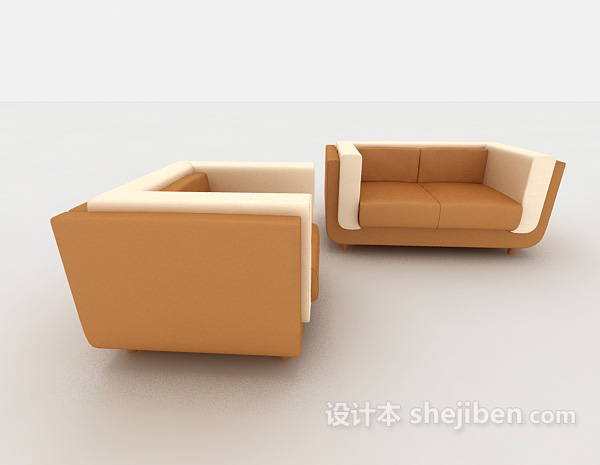 现代风格黄棕色组合沙发3d模型下载