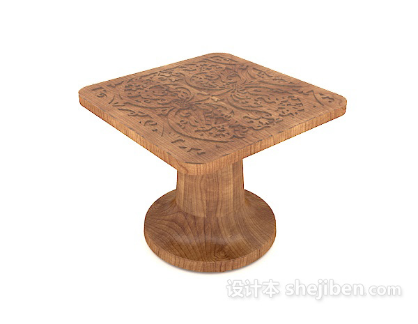 欧式风格传统实木边桌3d模型下载