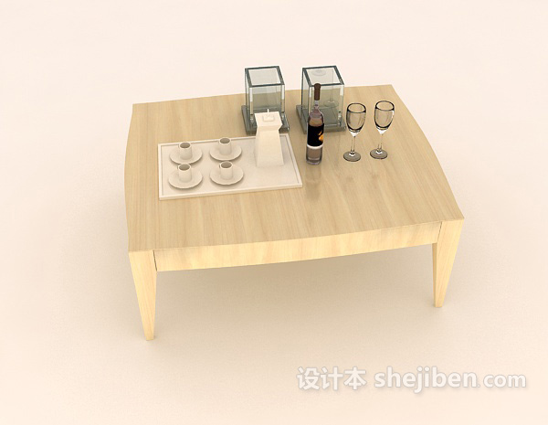 现代风格实木简单茶几3d模型下载