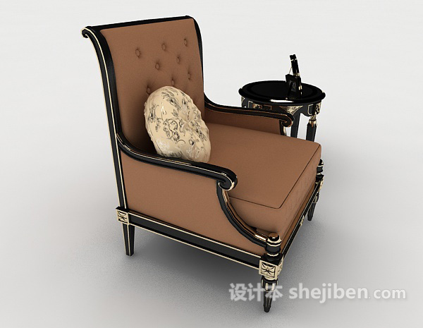 免费欧式花边单人沙发3d模型下载