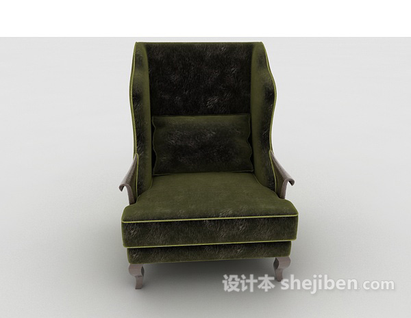 欧式风格欧式绿色复古单人沙发3d模型下载