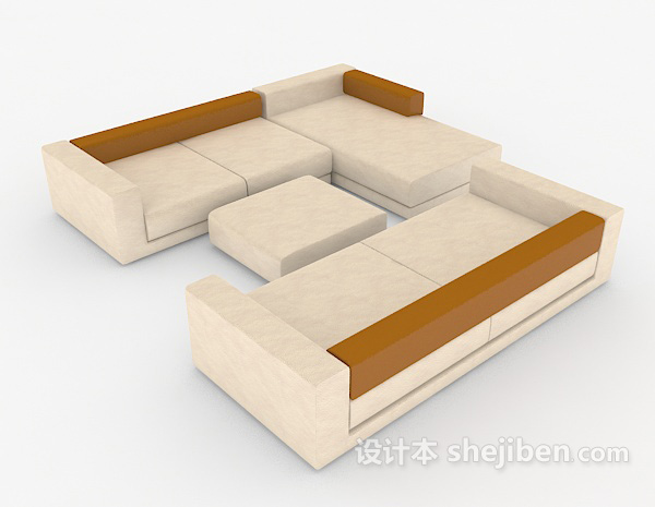 现代简约风格浅色组合沙发3d模型下载