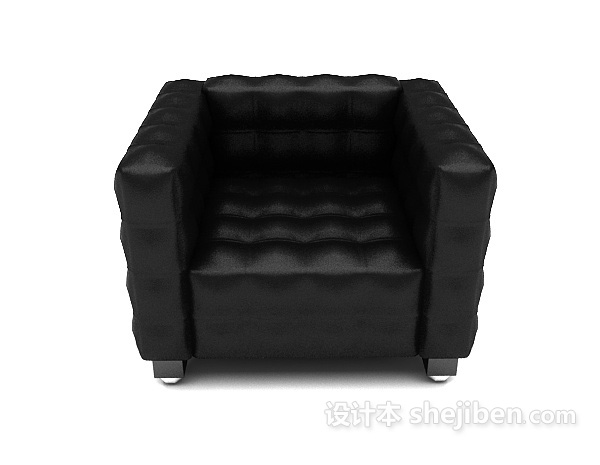 现代风格黑色皮质单人沙发3d模型下载