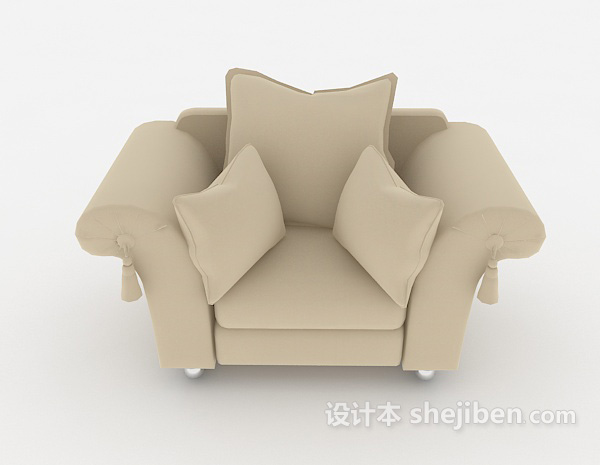 现代风格现代简约棕色单人沙发3d模型下载
