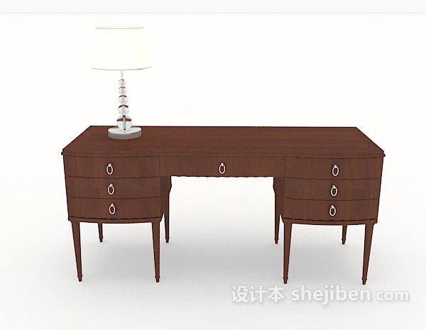 现代风格现代简约棕色木质桌3d模型下载