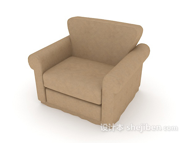 设计本简单家居棕色单人沙发3d模型下载