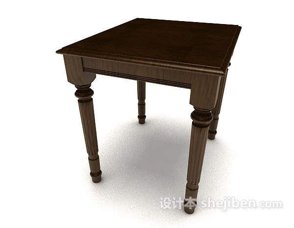 免费新中式简约木质书桌3d模型下载