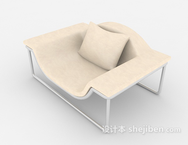 设计本个性简约米黄色椅子3d模型下载