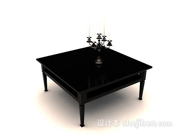 设计本简欧是黑色茶几3d模型下载