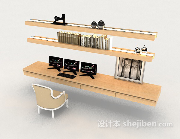 免费现代简约书桌椅3d模型下载