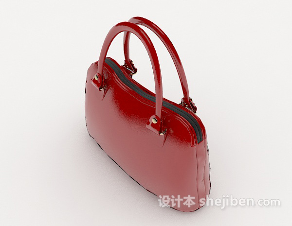红色女士红皮包3d模型下载