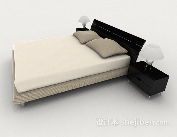 设计本现代简单家居双人床3d模型下载