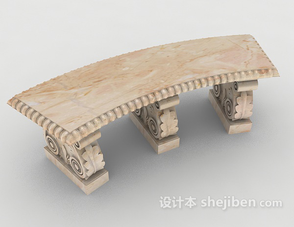 欧式石板凳3d模型下载
