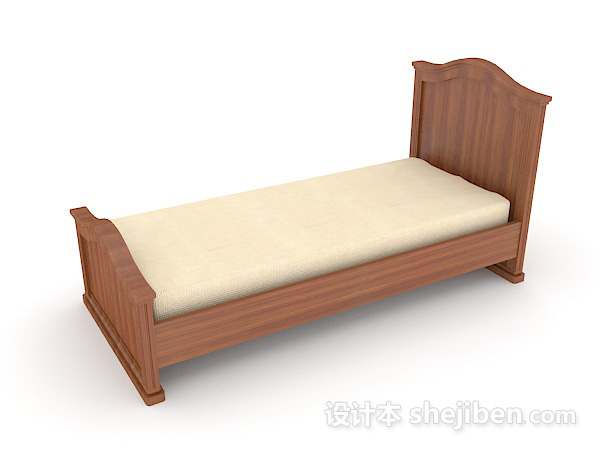 设计本欧式风格实木单人床3d模型下载