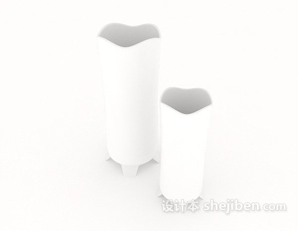 免费现代简约白色花瓶3d模型下载