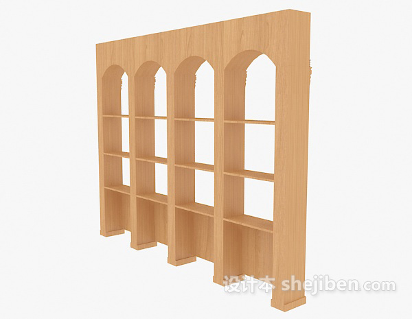 现代风格实木简单书柜3d模型下载