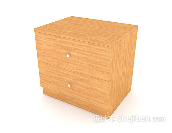 免费简约木质床头柜3d模型下载