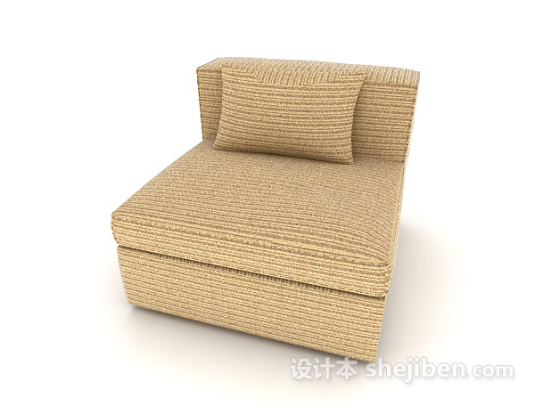 现代风格浅棕色方形单人沙发3d模型下载