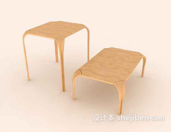现代风格黄棕色餐桌组合3d模型下载