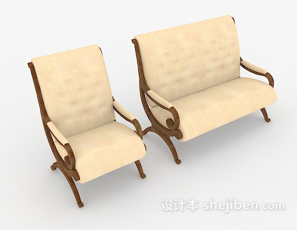 简单欧式沙发凳3d模型下载