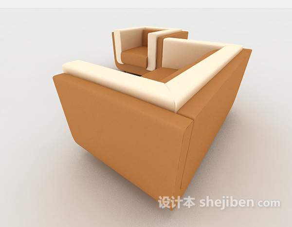 设计本黄棕色组合沙发3d模型下载