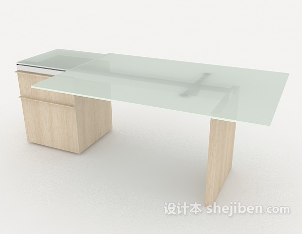 免费现代浅色书桌3d模型下载
