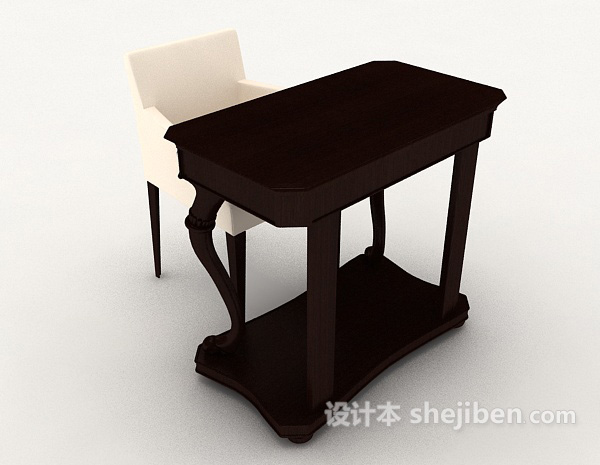 简约新中式桌椅组合3d模型下载
