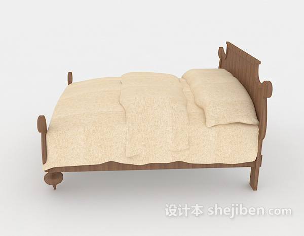 设计本可爱木质床3d模型下载