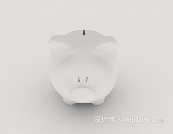 现代风格白色小猪存钱罐3d模型下载