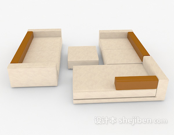 设计本现代简约风格浅色组合沙发3d模型下载