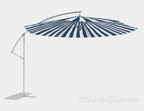 设计本蓝白太阳伞3d模型下载
