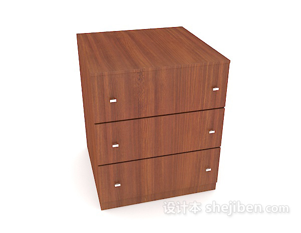 现代风格木质简约床头柜3d模型下载