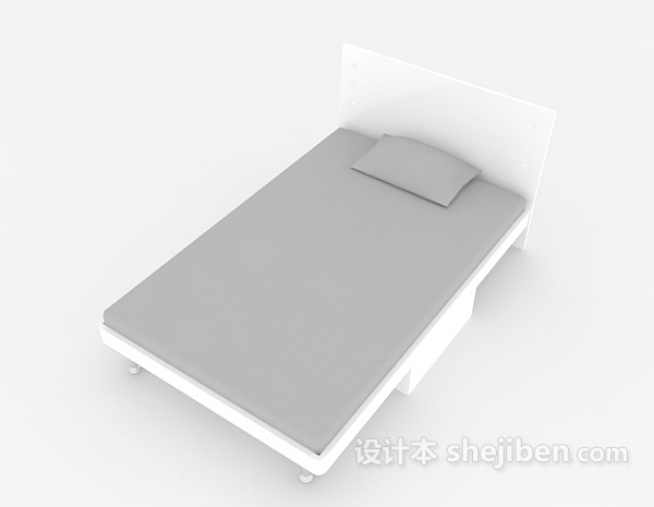 免费灰色单人床3d模型下载