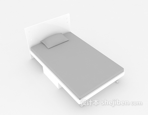 灰色单人床3d模型下载
