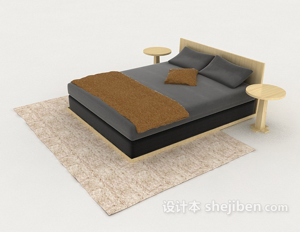 设计本简单现代实用双人床3d模型下载