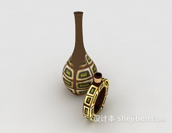 设计本棕色陶瓷工艺品3d模型下载