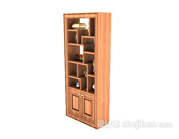 设计本新中式简约木质柜子3d模型下载