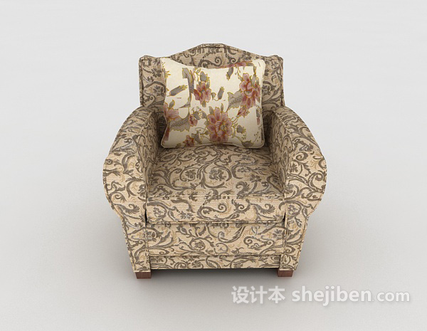现代风格家居花纹单人沙发3d模型下载