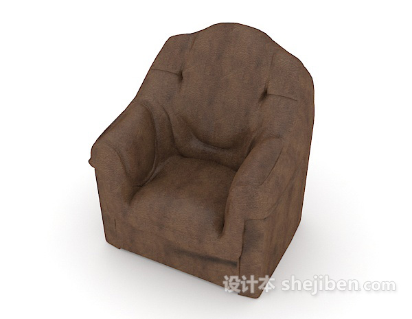 免费深棕色单人沙发3d模型下载